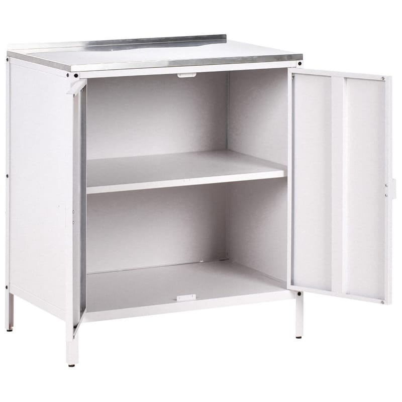 3-delat utekök med vask 4 dörrar Vilama - Vit, Silver - Utemöbler & utemiljö - Grill & utekök - Utekök - Kompletta utekök
