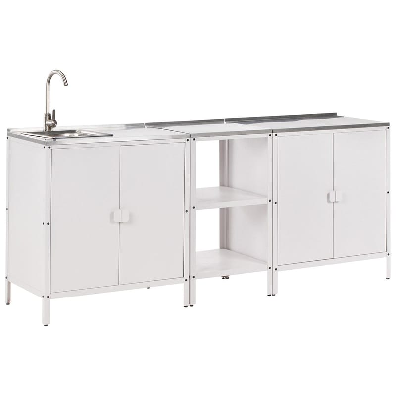 3-delat utekök med vask 4 dörrar Vilama, Vit, Silver