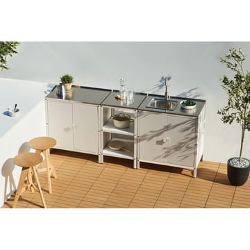 3-delat utekök med vask 4 dörrar Vilama - Vit, Silver - Utemöbler & utemiljö - Grill & utekök - Utekök - Kompletta utekök