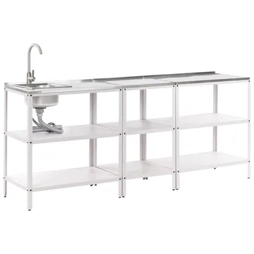 3-delat utekök med vask Vilama - Vit, Silver - Utemöbler & utemiljö - Grill & utekök - Utekök - Kompletta utekök