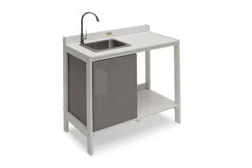 Hillerstorp Läckö Utekök med Vask + Arbetsbänk - Vit - Utemöbler & utemiljö - Grill & utekök - Utekök - Bygg ditt eget utekök