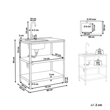 Köksö med vask Vilama - Svart, Silver - Utemöbler & utemiljö - Grill & utekök - Utekök - Kompletta utekök