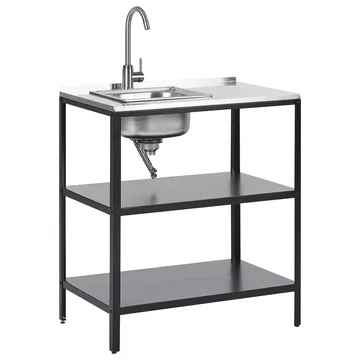 Köksö med vask Vilama - Svart, Silver - Utemöbler & utemiljö - Grill & utekök - Utekök - Kompletta utekök