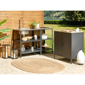 Köksö med vask Vilama - Svart, Silver - Utemöbler & utemiljö - Grill & utekök - Utekök - Kompletta utekök