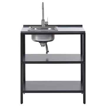 Köksö med vask Vilama - Svart, Silver - Utemöbler & utemiljö - Grill & utekök - Utekök - Kompletta utekök