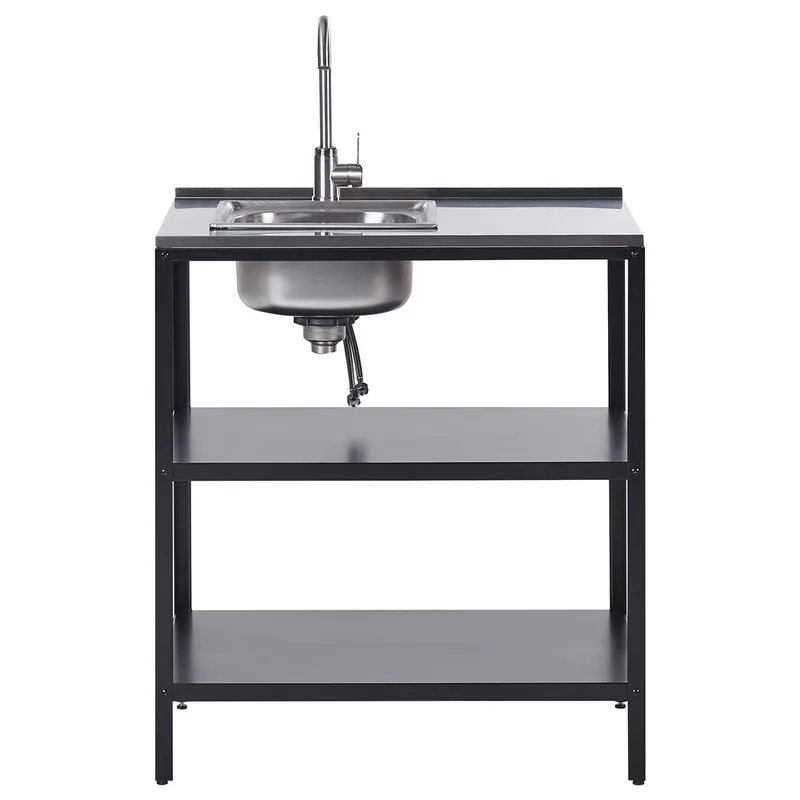 Köksö med vask Vilama - Svart, Silver - Utemöbler & utemiljö - Grill & utekök - Utekök - Kompletta utekök