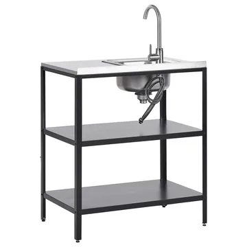 Köksö med vask Vilama - Svart, Silver - Utemöbler & utemiljö - Grill & utekök - Utekök - Kompletta utekök