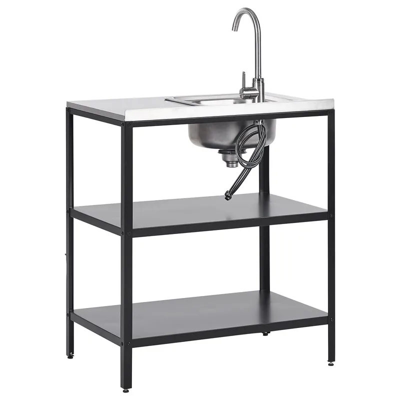 Köksö med vask Vilama - Svart, Silver - Utemöbler & utemiljö - Grill & utekök - Utekök - Kompletta utekök