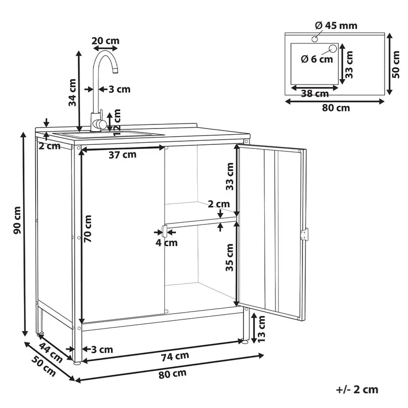 Kökskåp med vask Vilama - Grön, Silver - Utemöbler & utemiljö - Grill & utekök - Utekök - Kompletta utekök