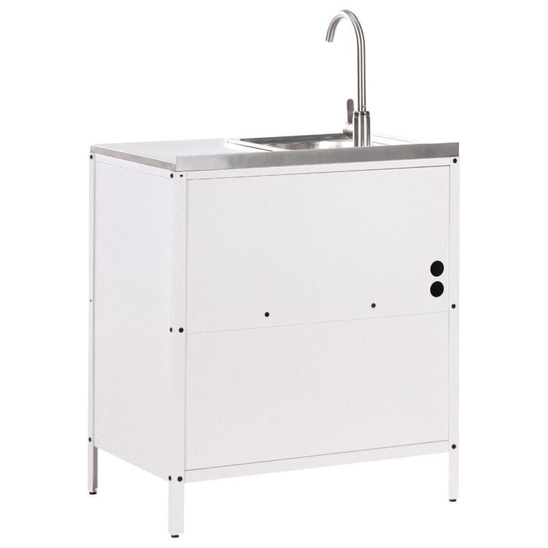 Kökskåp med vask Vilama - Vit, Silver - Utemöbler & utemiljö - Grill & utekök - Utekök - Kompletta utekök