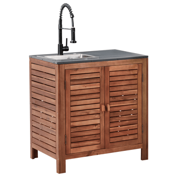 Köksskåp med Vask För Utomhusbruk Brucoli Akaciaträ 80 cm - Brun/Grå/Svart/Silver - Utemöbler & utemiljö - Grill & utekök - Utekök - Kompletta utekök