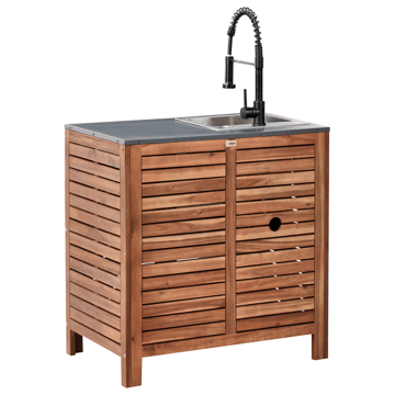 Köksskåp med Vask För Utomhusbruk Brucoli Akaciaträ 80 cm - Brun/Grå/Svart/Silver - Utemöbler & utemiljö - Grill & utekök - Utekök - Kompletta utekök