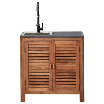 Köksskåp med Vask För Utomhusbruk Brucoli Akaciaträ 80 cm - Brun/Grå/Svart/Silver - Utemöbler & utemiljö - Grill & utekök - Utekök - Kompletta utekök