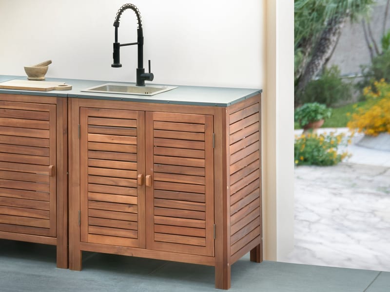 Köksskåp med Vask För Utomhusbruk Brucoli Akaciaträ 80 cm - Brun/Grå/Svart/Silver - Utemöbler & utemiljö - Grill & utekök - Utekök - Kompletta utekök