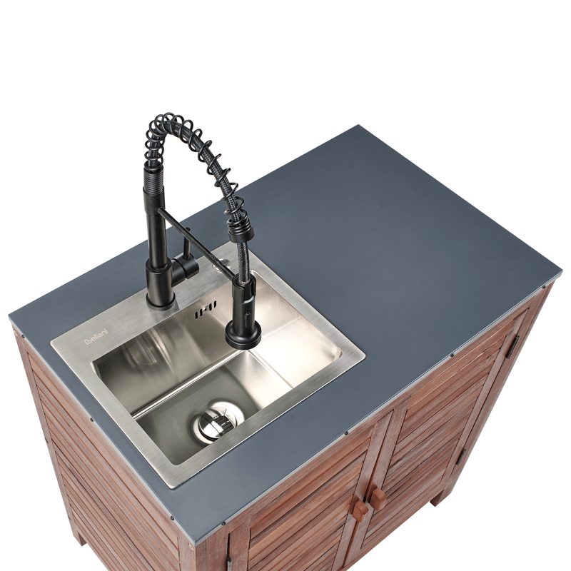 Köksskåp med Vask För Utomhusbruk Brucoli Akaciaträ 80 cm - Brun/Grå/Svart/Silver - Utemöbler & utemiljö - Grill & utekök - Utekök - Kompletta utekök