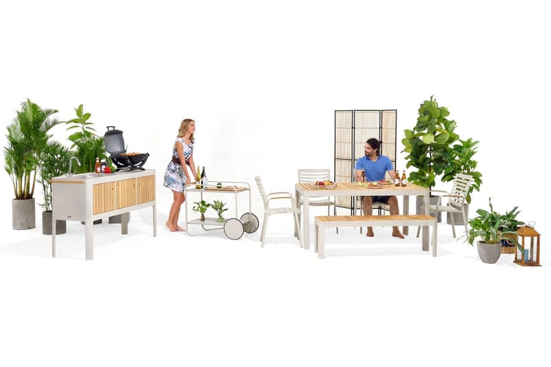 Portals Utekök 174 cm - Vit/trä - Utemöbler & utemiljö - Grill & utekök - Utekök - Kompletta utekök