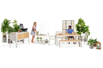 Portals Utekök 174 cm - Vit/trä - Utemöbler & utemiljö - Grill & utekök - Utekök - Kompletta utekök