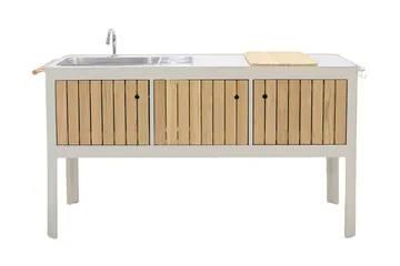 Portals Utekök 174 cm - Vit/trä - Utemöbler & utemiljö - Grill & utekök - Utekök - Kompletta utekök