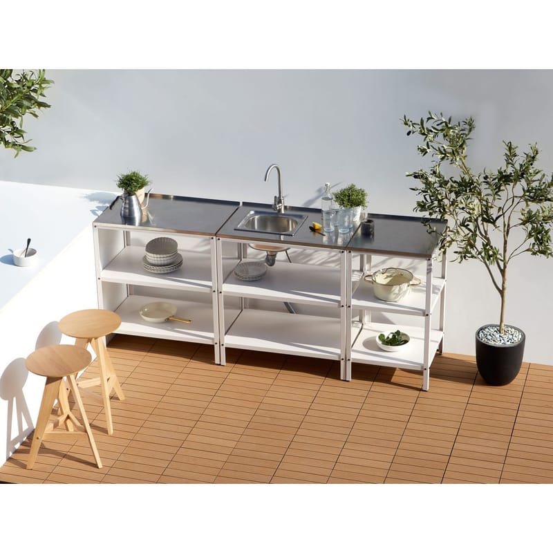 Liten köksö Vilama - Vit, Silver - Utemöbler & utemiljö - Grill & utekök - Utekök - Kompletta utekök