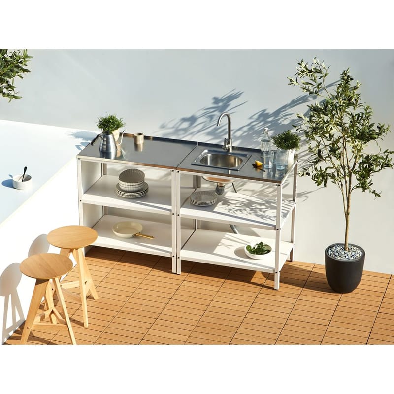 Stor köksö Vilama - Vit, Silver - Utemöbler & utemiljö - Grill & utekök - Utekök - Kompletta utekök