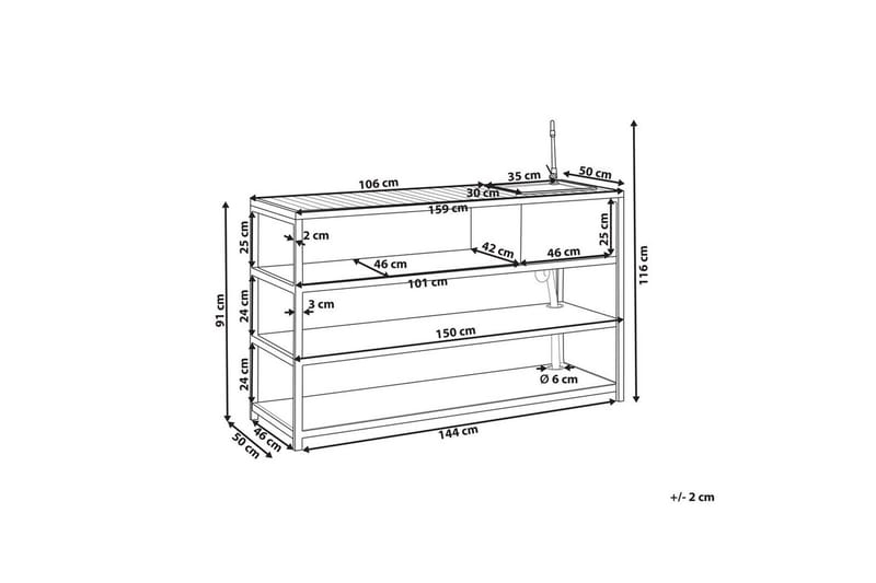 Trädgårdskök Avetrana 159x50x116 cm - 159x50x116 cm - Utemöbler & utemiljö - Grill & utekök - Utekök - Bygg ditt eget utekök