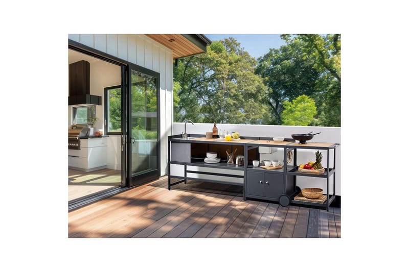 Trädgårdskök Ortisei Ljus trä/grå - Ljus trä/grå - Utemöbler & utemiljö - Grill & utekök - Utekök - Kompletta utekök