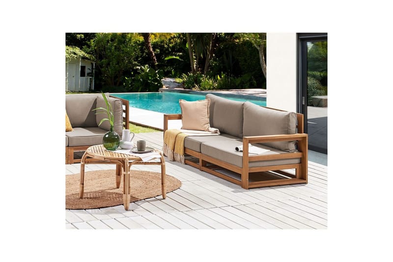 2-sitssoffa Timor Ljus trä/grått/beige, Ja - Ljus trä/grått/beige, Ja - Utemöbler & utemiljö - Loungemöbler - Loungesoffor