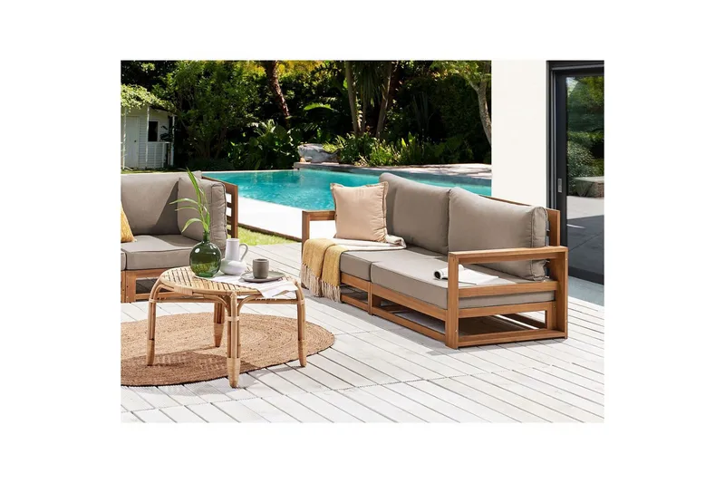 2-sitssoffa Timor Ljus trä/grått/beige, Ja - Ljus trä/grått/beige, Ja - Utemöbler & utemiljö - Loungemöbler - Loungesoffor