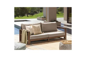 2-sitssoffa Timor Mörkt trä/grått/beige, Ja - Mörkt trä/grått/beige, Ja - Utemöbler & utemiljö - Loungemöbler - Loungesoffor