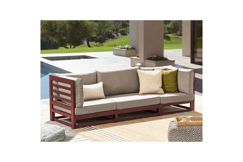 3-sitssoffa Trani Mörkt trä/grått/beige, Nej - Mörkt trä/grått/beige, Nej - Utemöbler & utemiljö - Loungemöbler - Loungesoffor