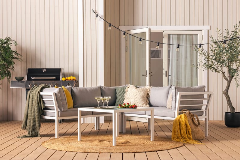 Ariany Hörnsoffa - Vit / Grå dynor - Utemöbler & utemiljö - Loungemöbler - Loungesoffor
