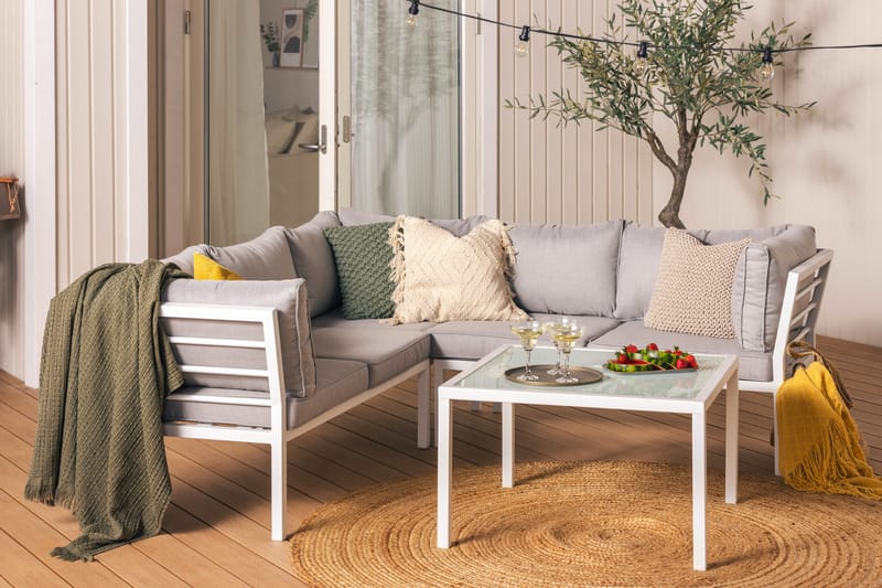 Ariany Hörnsoffa - Vit / Grå dynor - Utemöbler & utemiljö - Loungemöbler - Loungesoffor