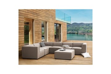Hörnsoffa med fotpall Arezzo Beige/svart, Högervänd - Beige/svart, Högervänd - Utemöbler & utemiljö - Loungemöbler - Loungesoffor