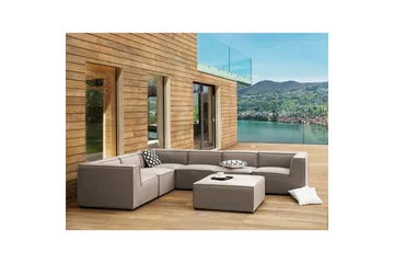 Hörnsoffa med fotpall Arezzo Beige/svart, Högervänd - Beige/svart, Högervänd - Utemöbler & utemiljö - Loungemöbler - Loungeset & loungegrupp