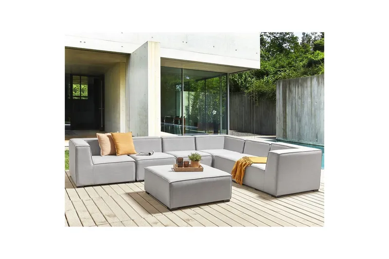 Hörnsoffa med fotpall Arezzo Grå/svart, Vänstervänd - Grå/svart, Vänstervänd - Utemöbler & utemiljö - Loungemöbler - Loungesoffor