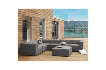 Hörnsoffa med fotpall Arezzo Mörkgrå/svart, Högervänd - Mörkgrå/svart, Högervänd - Utemöbler & utemiljö - Loungemöbler - Loungesoffor