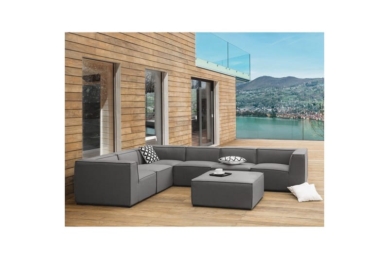 Hörnsoffa med fotpall Arezzo Mörkgrå/svart, Högervänd - Mörkgrå/svart, Högervänd - Utemöbler & utemiljö - Loungemöbler - Loungesoffor