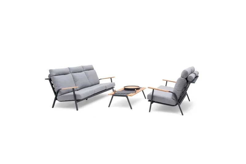 Hillerstorp Kungshult Utesoffa 3-Sits Grå - Utemöbler & utemiljö - Loungemöbler - Loungesoffor