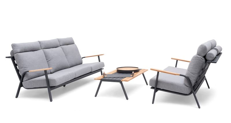 Hillerstorp Kungshult Utesoffa 3-Sits Grå - Utemöbler & utemiljö - Loungemöbler - Loungesoffor