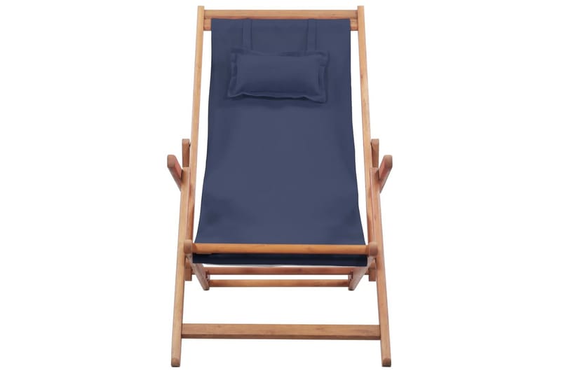 Hopfällbar strandstol tyg och träram blå - Blå - Utefåtölj & loungefåtölj - Loungestol utomhus