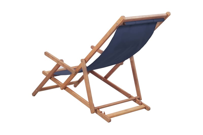 Hopfällbar strandstol tyg och träram blå - Blå - Utefåtölj & loungefåtölj - Loungestol utomhus