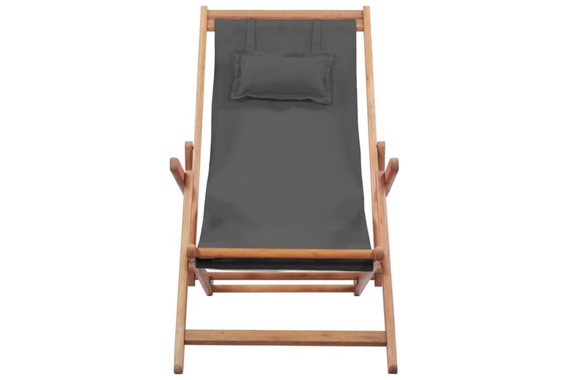 Hopfällbar strandstol tyg och träram grå - Grå - Utefåtölj & loungefåtölj - Loungestol utomhus