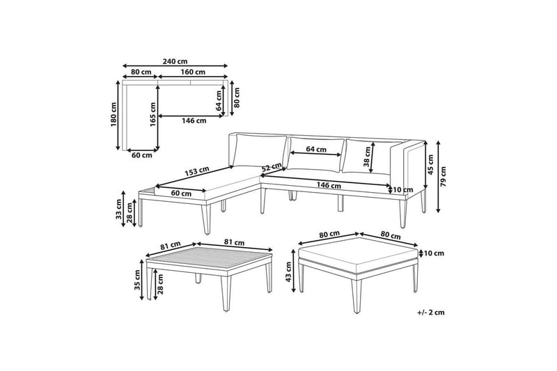 Loungegrupp med fotpall Bracciano 3-Sits - 3-Sits - Utemöbler & utemiljö - Loungemöbler - Loungeset & loungegrupp