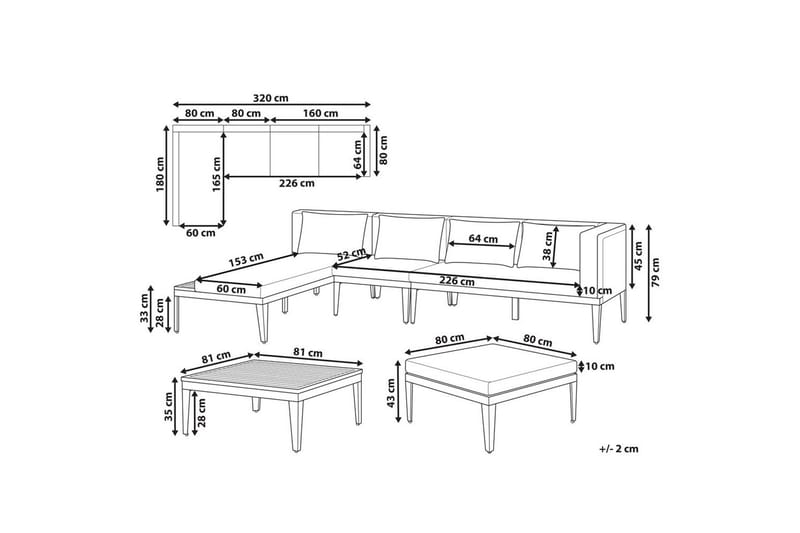 Loungegrupp med fotpall Bracciano 4-Sits - 4-Sits - Utemöbler & utemiljö - Loungemöbler - Loungeset & loungegrupp