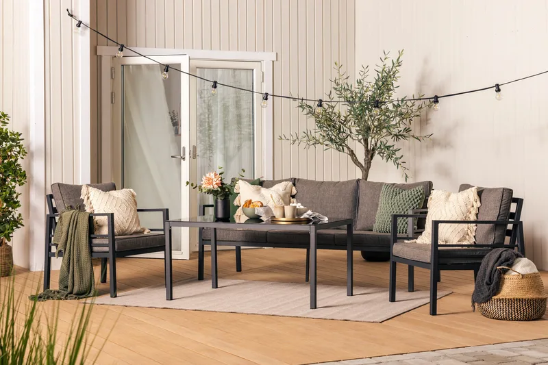 Ariany Soffgrupp - Svart / Gråa dynor - Utemöbler & utemiljö - Loungemöbler - Loungeset & loungegrupp