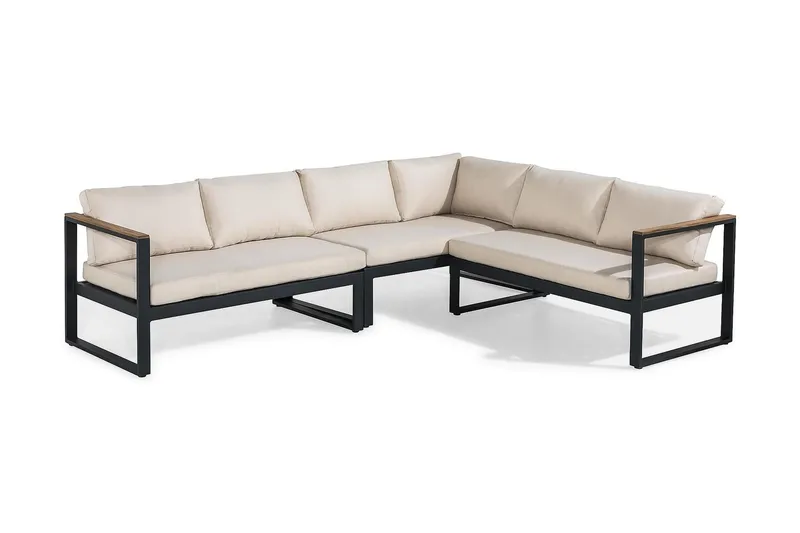 Aspvik Loungegrupp - Svart / Beiga dynor - Utemöbler & utemiljö - Loungemöbler - Loungeset & loungegrupp