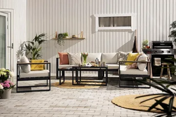 Aspvik Loungegrupp - Svart / Beiga dynor - Utemöbler & utemiljö - Loungemöbler - Loungeset & loungegrupp