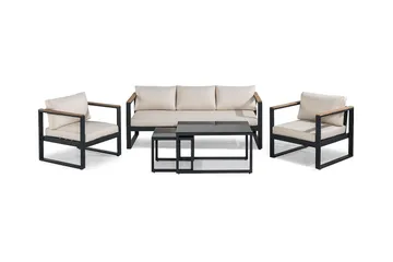 Aspvik Soffgrupp - Svart / Gråa dynor - Utemöbler & utemiljö - Loungemöbler - Loungeset & loungegrupp