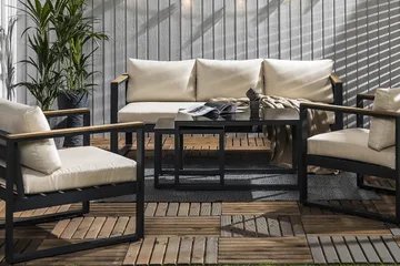 Aspvik Soffgrupp - Svart / Gråa dynor - Utemöbler & utemiljö - Loungemöbler - Loungeset & loungegrupp