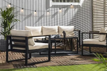 Aspvik Soffgrupp - Svart / Gråa dynor - Utemöbler & utemiljö - Loungemöbler - Loungeset & loungegrupp